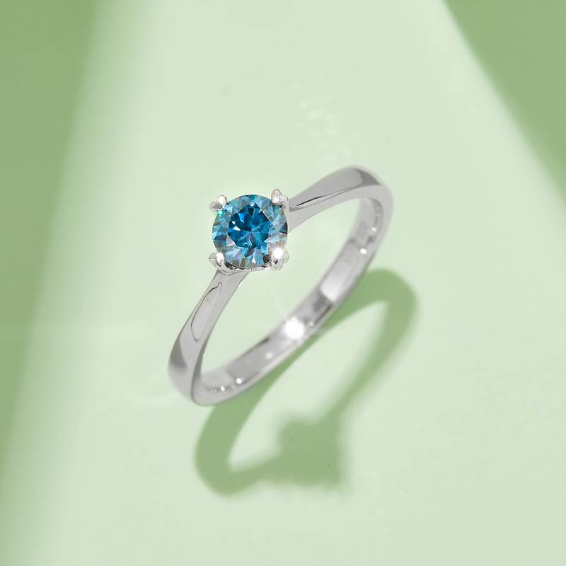 直臂心心相印S925银镀白金MoissaniteWomen's Ring50分D级